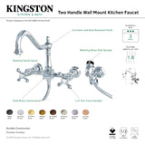Kingston Brass KS124AXBSAC Heritage Wall Mount Bridge Kitchen Faucet with Brass Spray, Antique Copper