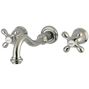 Kingston Brass KS3128AX Vintage 2-Handle Wall Mount Bathroom Faucet, Brushed Nickel