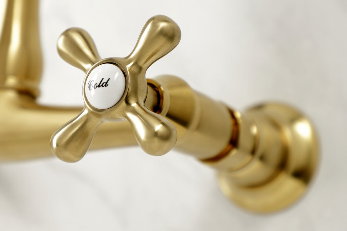 Kingston Brass KS7247AX 8-Inch Center Wall Mount Bathroom Faucet, Brushed Brass