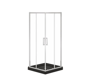 MAAX 107485-900-084-000 Scarlet 32 x 32 Acrylic Corner Drain Shower Kit in Black with Clear Glass in Chrome