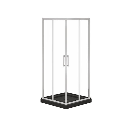 MAAX 107485-900-084-000 Scarlet 32 x 32 Acrylic Corner Drain Shower Kit in Black with Clear Glass in Chrome