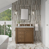 Bristol 36" Single Vanity, Saddle Brown w/ 3 CM Victorian Silver Silestone Top