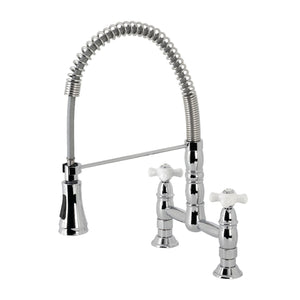 Gourmetier GS1271PX Heritage Two-Handle Deck-Mount Pull-Down Sprayer Kitchen Faucet, Polished Chrome