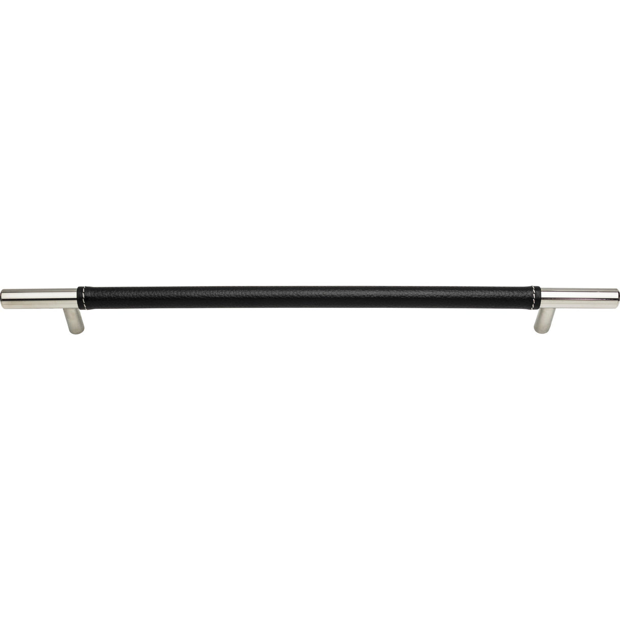 Atlas Homewares Zanzibar Black Leather Pull 11 5/16 Inch (c-c) Polished Chrome