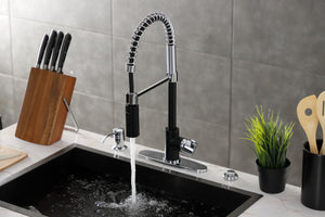 Gourmetier LS8777CTL Continental Single-Handle Pre-Rinse Kitchen Faucet, Matte Black/Polished Chrome