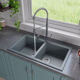 ALFI brand AB3420DI-T Titanium 34" Drop-In Double Bowl Granite Composite Kitchen Sink