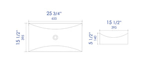 ALFI brand ABC904 White 26" Fancy Rectangular Above Mount Ceramic Sink