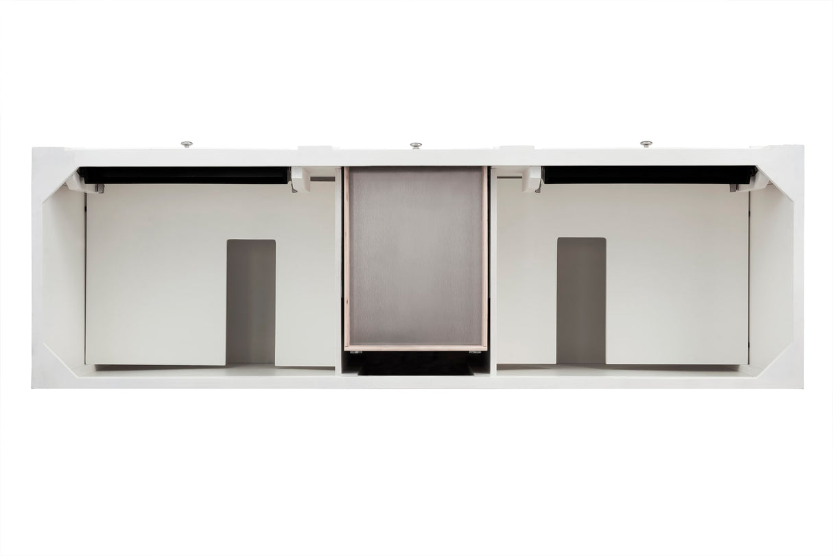 Bristol 72" Double Vanity, Bright White w/ 3 CM Victorian Silver Silestone Top w/FreePower Wireless Charger