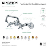 Kingston Brass KS213PN Kingston Two Handle Wall Mount Kitchen Faucet, Polished Nickel