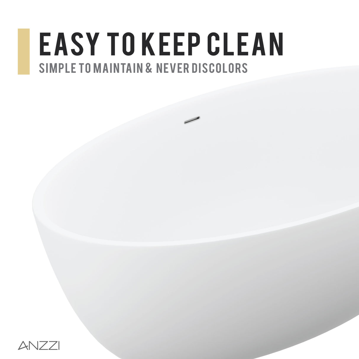 ANZZI FT-AZ510 Cestino 5.5 ft. Solid Surface Center Drain Freestanding Bathtub in Matte White