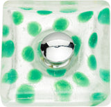 Atlas Homewares Emerald Polka Dot Glass Knob 1 1/2 Inch Polished Chrome