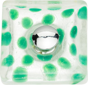 Atlas Homewares Emerald Polka Dot Glass Knob 1 1/2 Inch Polished Chrome
