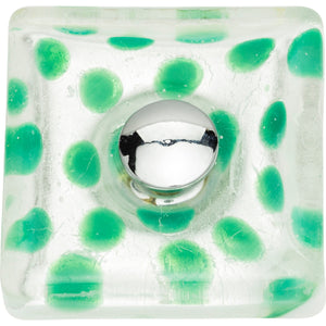 Atlas Homewares Emerald Polka Dot Glass Knob 1 1/2 Inch Polished Chrome