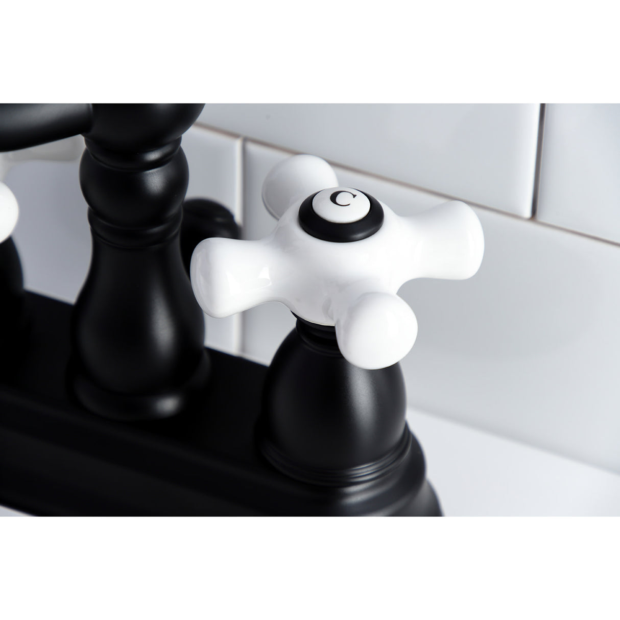 Kingston Brass KB1600PX Heritage 4 in. Centerset Bathroom Faucet, Matte Black