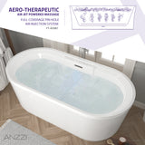 ANZZI FT-AZ087 Jetson Series 67" Air Jetted Freestanding Acrylic Bathtub in White