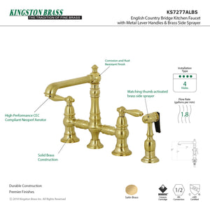Kingston Brass KS7277ALBS Kitchen Faucet with Side Sprayer, Brushed Brass