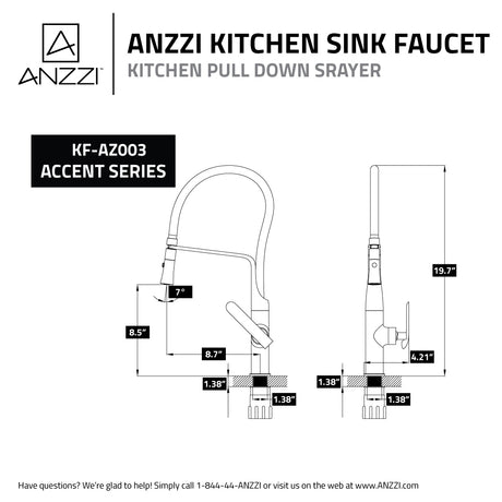 ANZZI KF-AZ003BN Accent Single Handle Pull-Down Sprayer Kitchen Faucet in Brushed Nickel