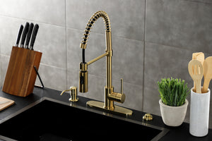 Gourmetier LS8773DL Concord Single-Handle Pre-Rinse Kitchen Faucet, Brushed Brass
