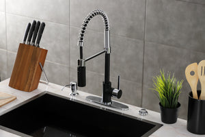 Gourmetier LS8777DL Concord Single-Handle Pre-Rinse Kitchen Faucet, Matte Black/Polished Chrome