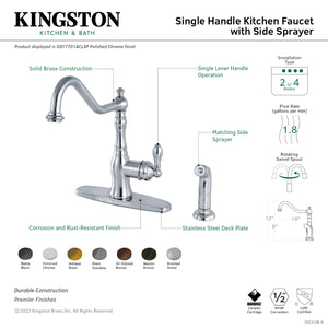 Gourmetier GSY7705ACLSP American Classic Single-Handle Kitchen Faucet with Brass Sprayer, Oil Rubbed Bronze