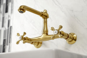 Kingston Brass KS7247AX 8-Inch Center Wall Mount Bathroom Faucet, Brushed Brass