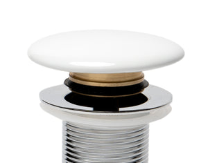 ALFI brand AB8055-W White Ceramic Mushroom Top Pop Up Drain for Sinks without Overflow