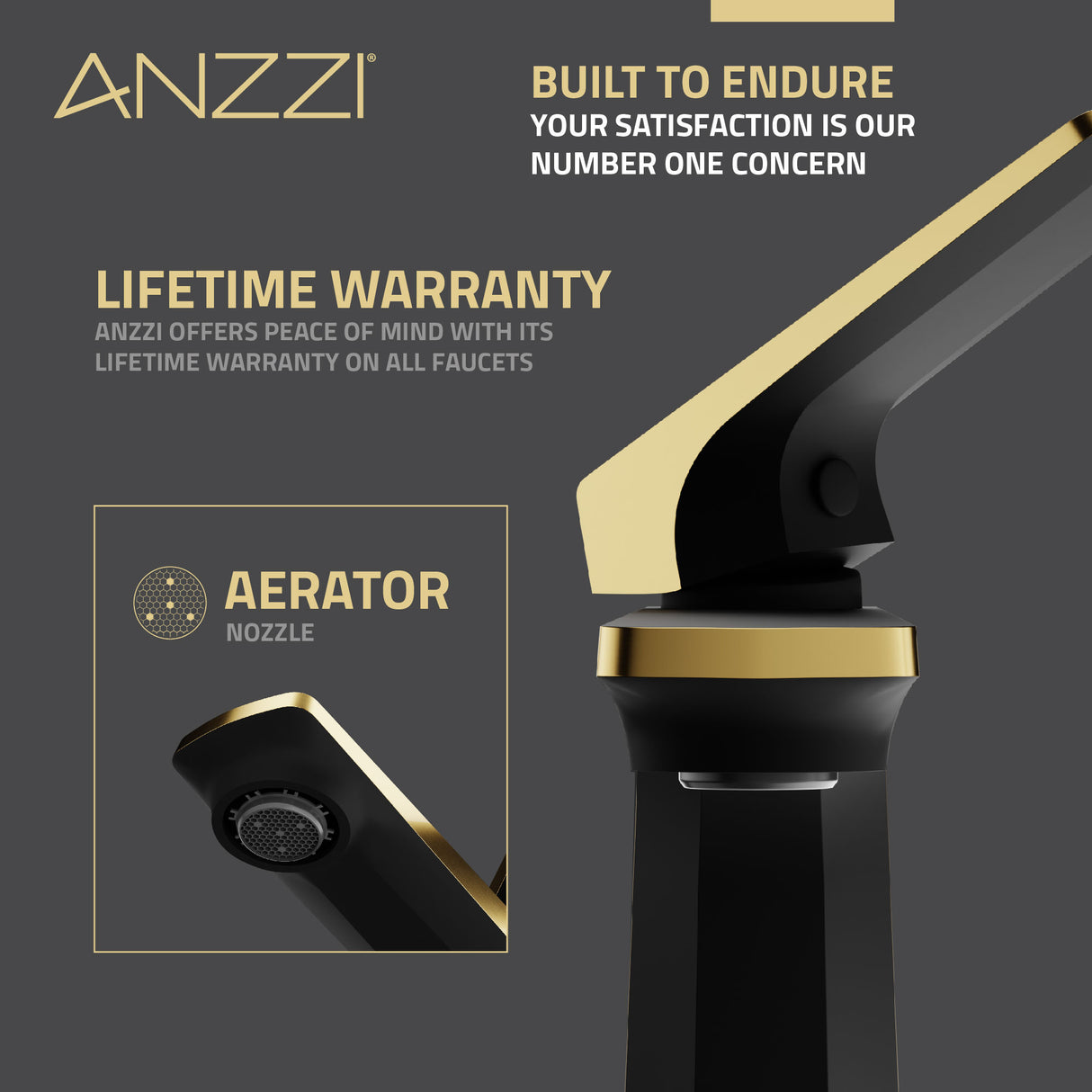 ANZZI L-AZ903MB-BG Single Handle Single Hole Bathroom Faucet With Pop-up Drain in Matte Black & Brushed Gold