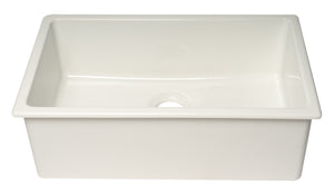 ALFI brand AB3018UD-W 30" White Undermount / Drop In Fireclay Kitchen Sink