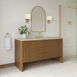 Hudson 60" Single Vanity, Honey Oak w/ 3 CM Tajnar Eclos Top w/FreePower Wireless Charger