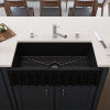 36" Black Matte Reversible Smooth / Fluted Single Bowl Fireclay Farm Sink