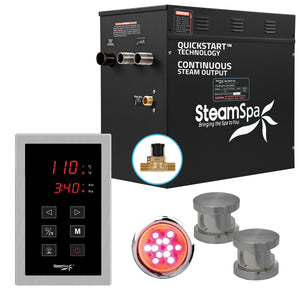 Raven Series 12kW QuickStart Steam Bath Generator Package in Brushed Nickel RVT1200BN-A