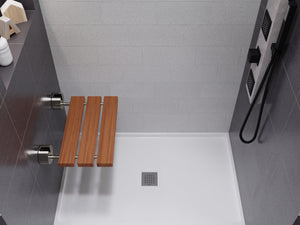 Leisure 20 in. Teak Wall Mounted Folding Shower Seat D-7-CH