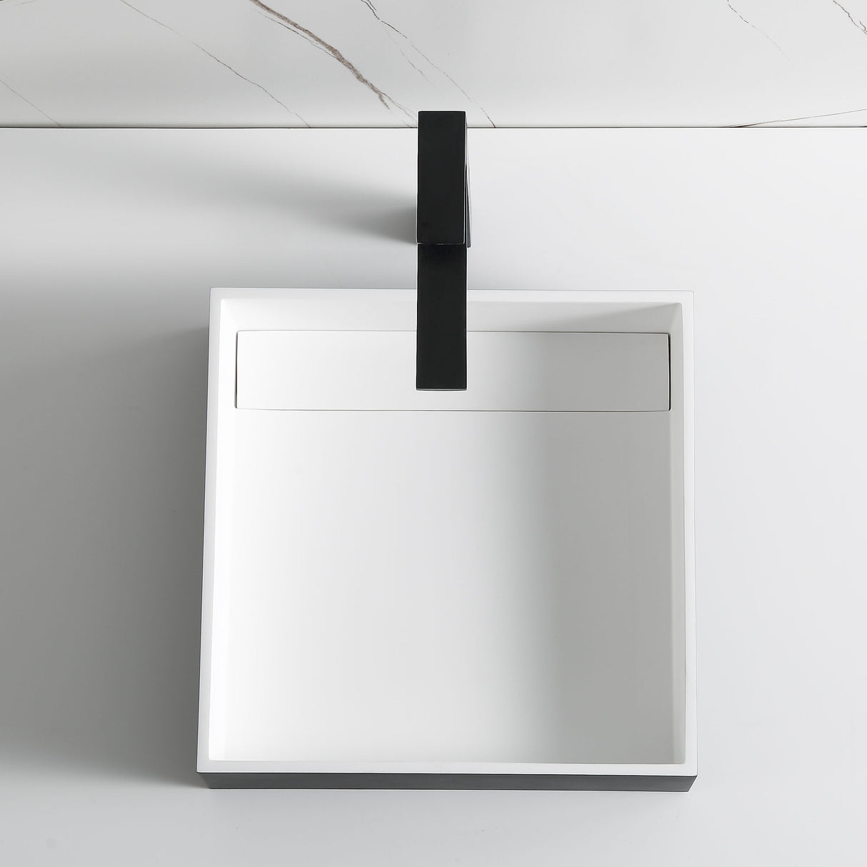 Black Matte 14" Square Solid Surface Resin Sink