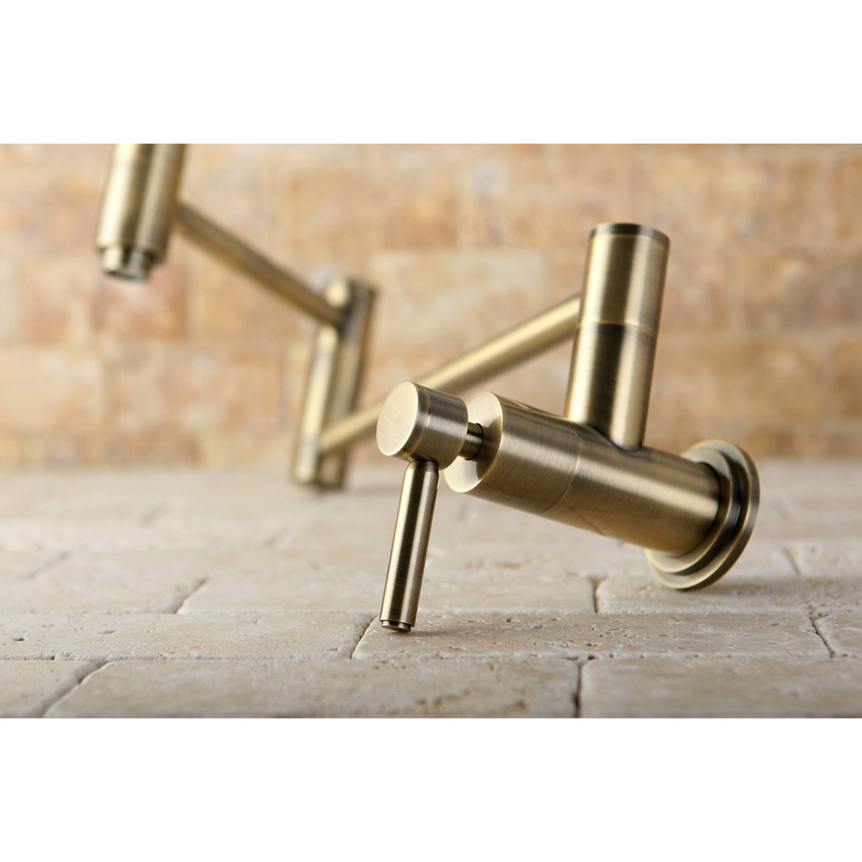 Kingston Brass KS8103DL Concord Wall Mount Pot Filler Kitchen Faucet, Antique Brass