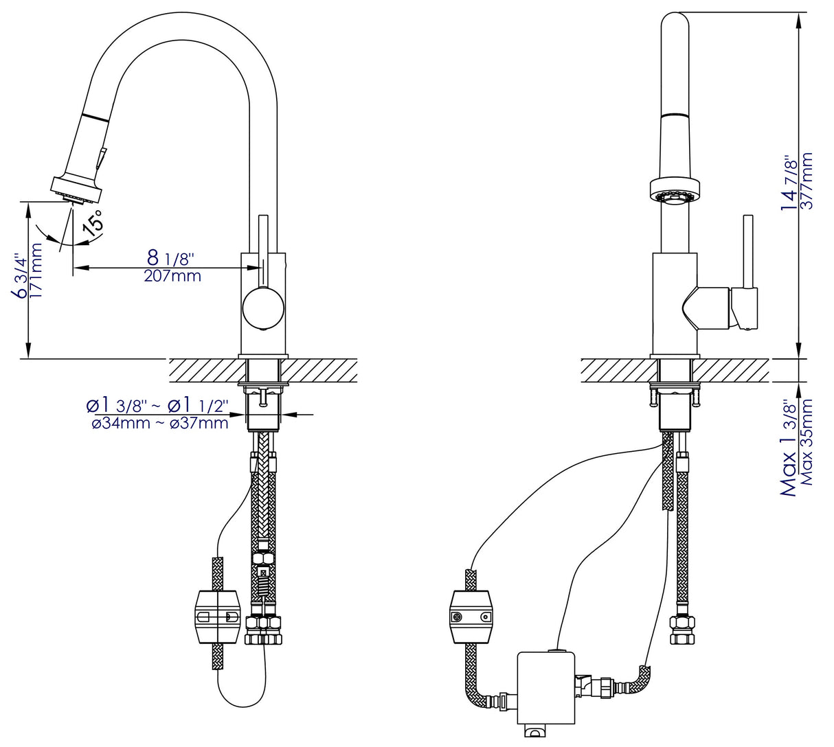 Brushed Nickel Sensor Gooseneck Pull Down Kitchen Faucet
