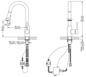 Brushed Nickel Sensor Gooseneck Pull Down Kitchen Faucet