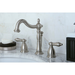 Kingston Brass KB1978AL Heritage Widespread Bathroom Faucet with Plastic Pop-Up, Brushed Nickel