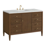 Myrrin 48" Single Vanity, Mid Century Walnut w/ 3 CM Ethereal Noctis Silestone Top