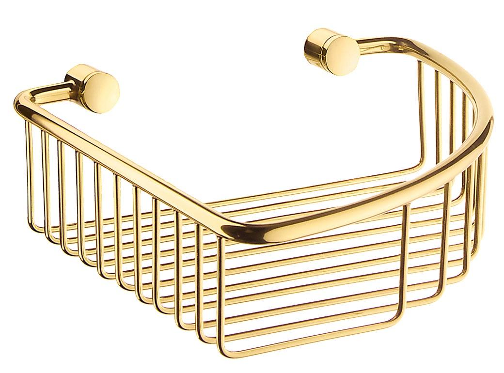 Smedbo Villa Corner Soap Basket in Polished Brass