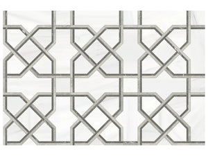 Utopio Madina Mist Honed W/ Polished Accents Natural Stone Waterjet Mosaic