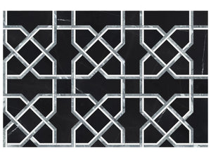 Utopio Madina Monochromo Polished W/ Honed Accents Natural Stone Waterjet Mosaic