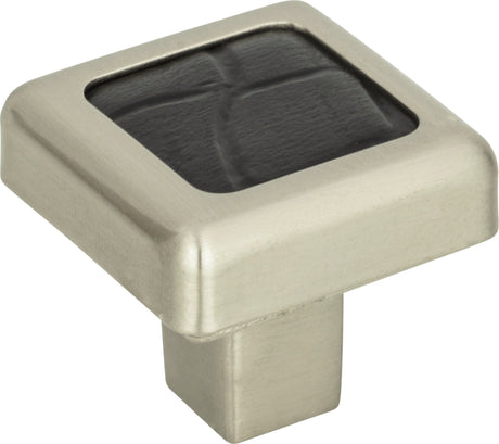 Atlas Homewares Paradigm Square Knob 1 1/4 Inch BN & Black Croc Leather