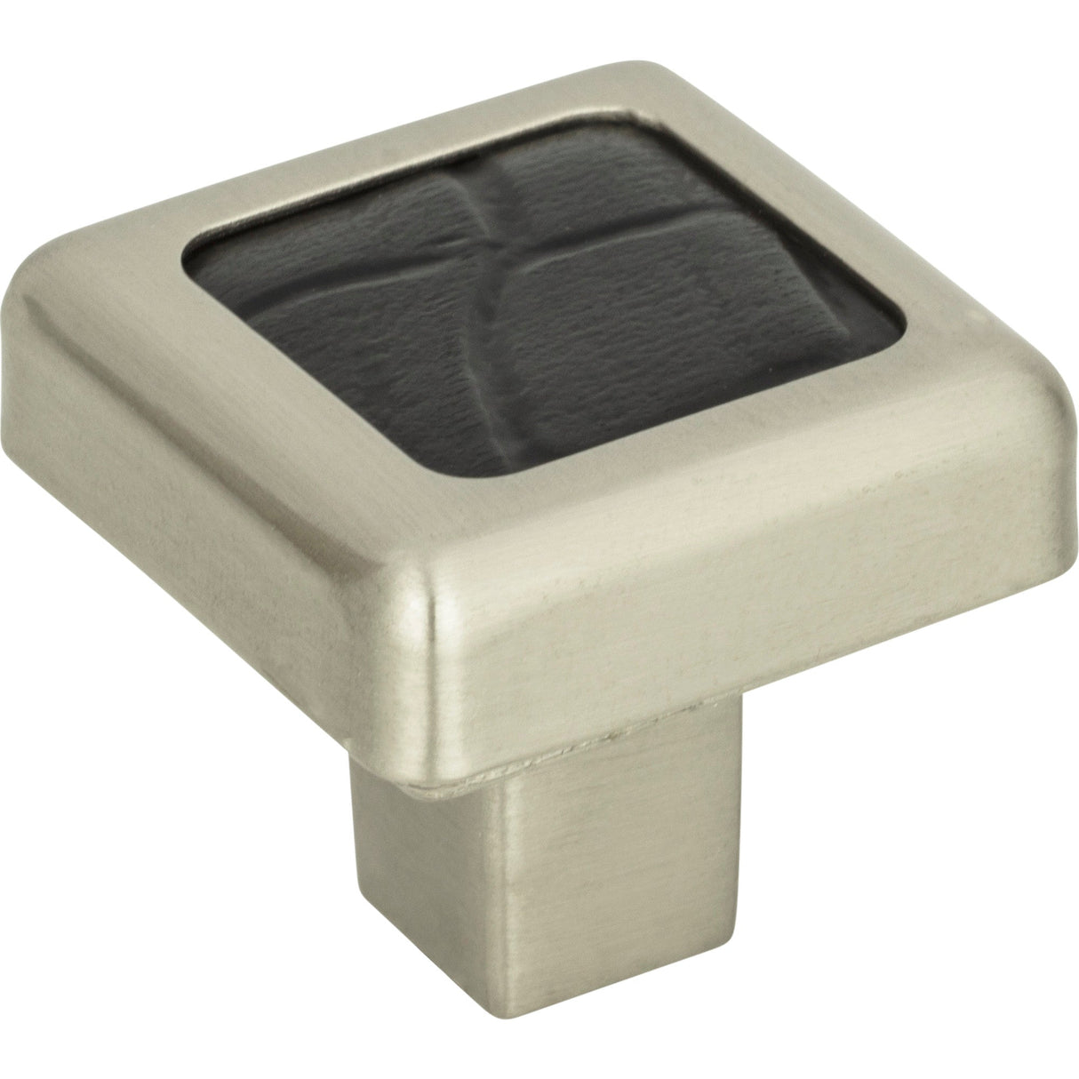 Atlas Homewares Paradigm Square Knob 1 1/4 Inch BN & Black Croc Leather