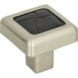 Atlas Homewares Paradigm Square Knob 1 1/4 Inch BN & Black Croc Leather