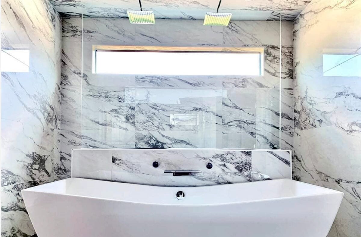 Artos Edge Ceiling Mount Waterfall Tub Filler Brushed Nickel – Lifestyle