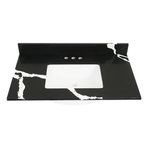 Custom 37x21 “Cowtop” Black Quartz Vanity Top