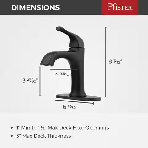 Pfister Ladera Single Handle Single Hole Bathroom Faucet in Matte Black LF-042-LRBB