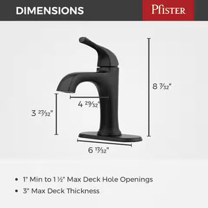 Pfister Ladera Single Handle Single Hole Bathroom Faucet in Matte Black LF-042-LRBB