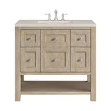 Breckenridge 36" Single Vanity, Whitewashed Oak, w/ 3 CM Siberian Silestone Top