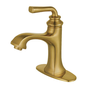 Fauceture LS4423RXL Restoration Single-Handle Bathroom Faucet with Push Pop-Up, Brushed Brass
